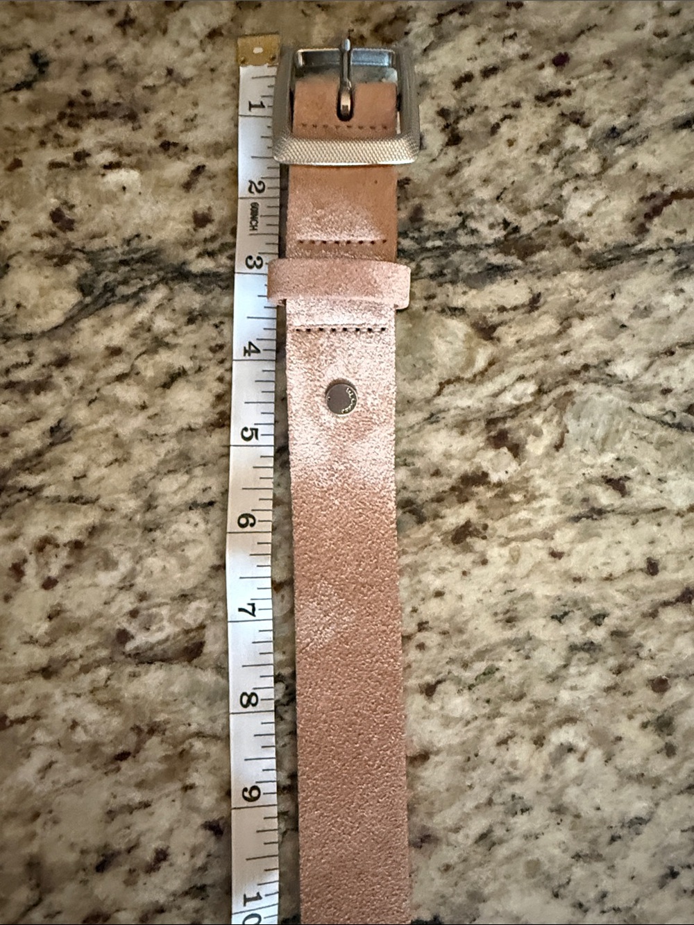 rag & bone Boyfriend Belt in Nude Suede with Textured Silver-tone Buckle Sz M - Picture 8 of 11